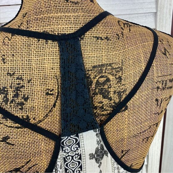 Earthbound Trading Co. Printed Mini Dress Black Tan Medium - Picture 7 of 13